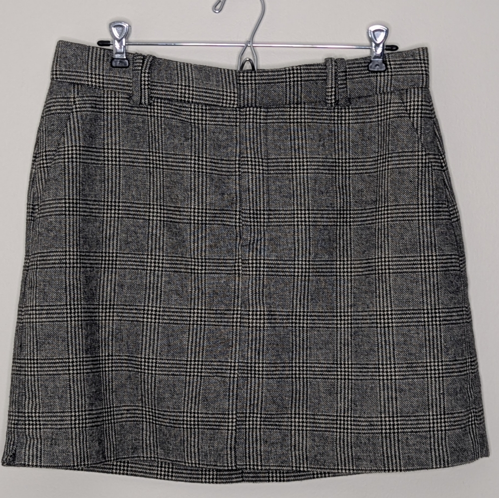 Frank And Oak Women's Large Plaid Mini Skirt Recycled Wool *FLAWS*